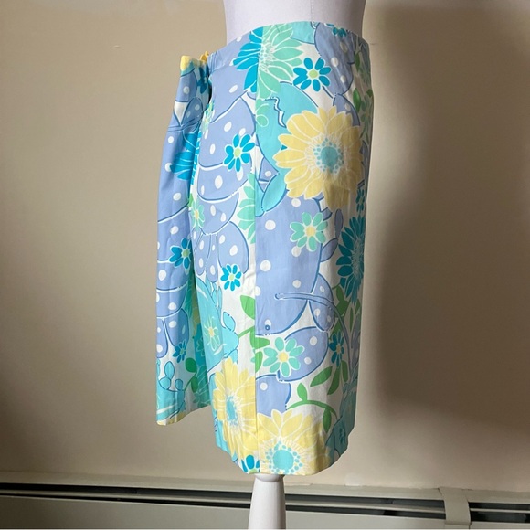 Vintage Lilly Pulitzer Purple Lobster Blue Floral Preppy Summer Skirt size 12 - Picture 3 of 7